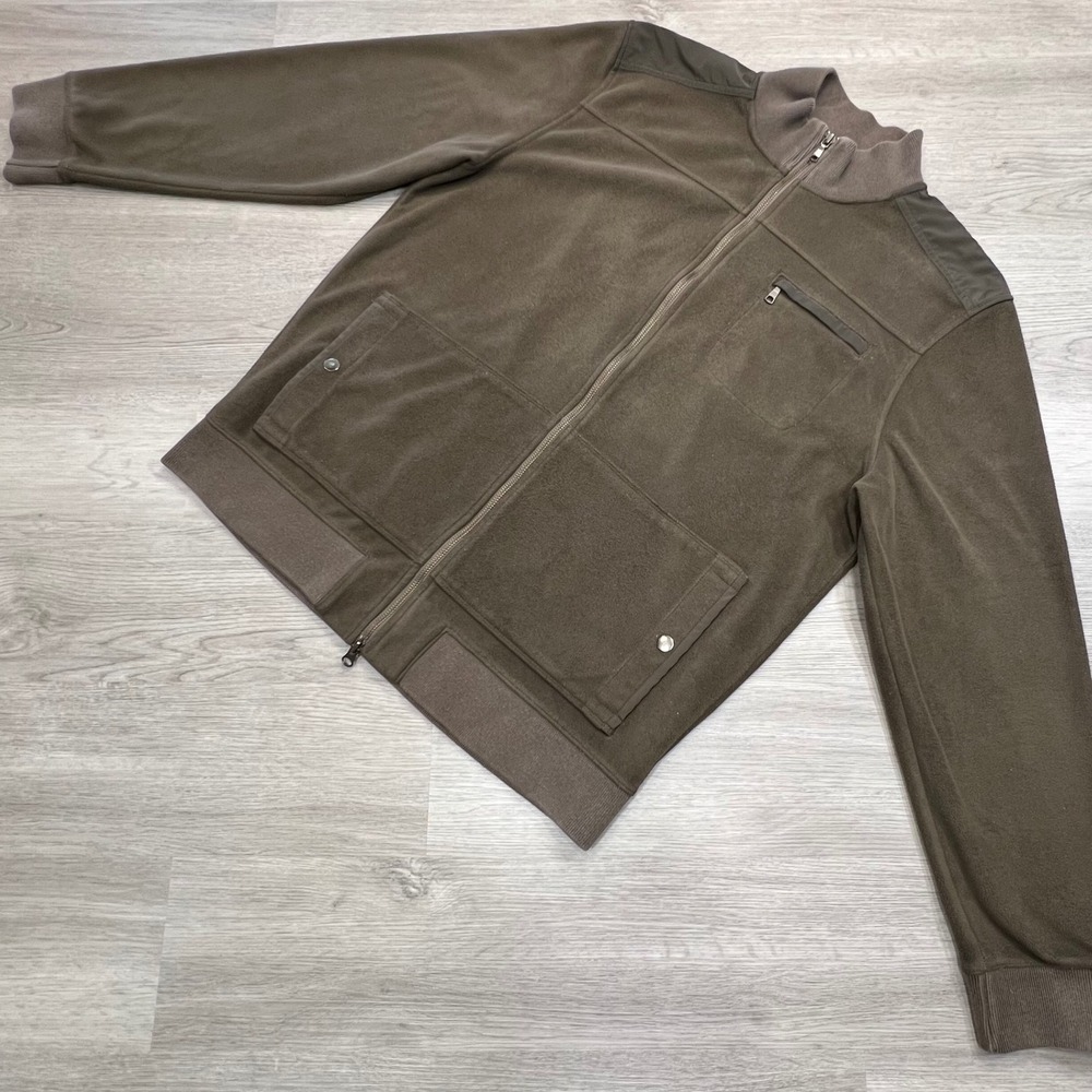 Banana Republic Men's Fleece Jacket‎ Full Zip XL Pockets Olive Green Casual